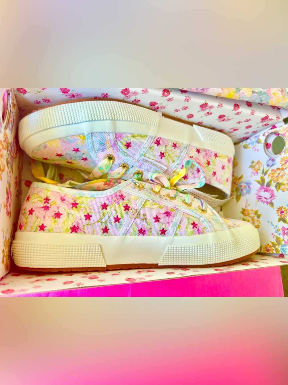 LoveShackFancy Pink Stars Sneakers & Logo Tote Size 7 NEW IN BOX